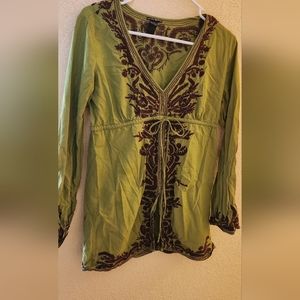 Lucky Brand Women's Embroidered Boho Blouse size Small